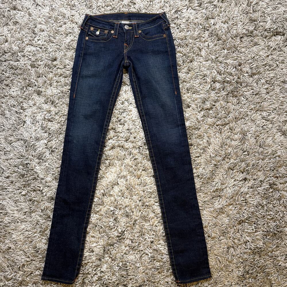 Vintage Y2K True Religion Julie Jeans Womens Sz 26 Low Rise Skinny Made USA